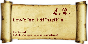 Lovász Mátyás névjegykártya